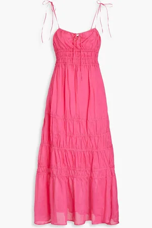 Nicholas Shirred ramie maxi dress - Pink
