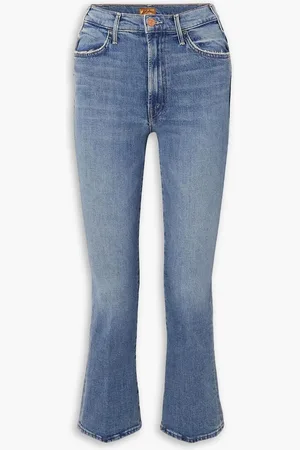 Mother The Hustler cropped high-rise flared jeans - Blue