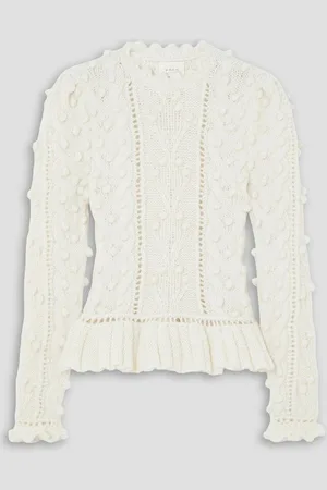 Doen Clove pointelle-knit alpaca-blend peplum sweater - White