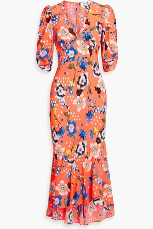 Diane von Furstenberg Tati floral-print crepe midi dress - Orange