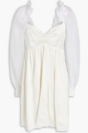 Les Héroïnes by Vanessa Cocchiaro The Charlotte organza-paneled gathered satin-crepe mini dress - White