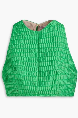 EMILIA WICKSTEAD Cropped cotton-blend cloqué top