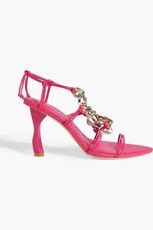 AJE Astrid chain-embellished leather sandals - Pink