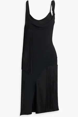 Victoria Beckham Fringed draped crepe dress