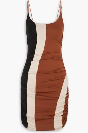 Ahluwalia Color-block ruched stretch-Lyocell jersey mini dress