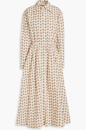 Tory Burch Dandelion printed cotton-poplin midi dress - Yellow