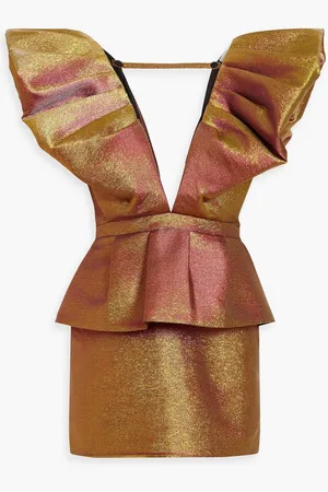 RONNY KOBO Ruffled iridescent lamé mini dress - Metallic