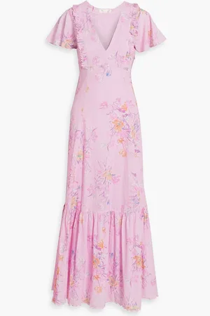 LOVESHACKFANCY Vinnie floral-print fil coupé cotton maxi dress - Pink