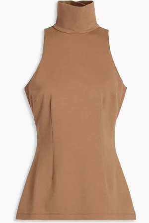 Sara Battaglia Jersey turtleneck top - Brown