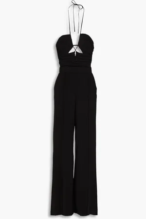 Simkhai Gala cutout pleated crepe halterneck wide-leg jumpsuit
