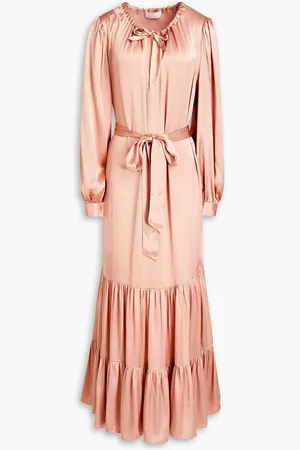 Les Héroïnes by Vanessa Cocchiaro The Pattie gathered satin-crepe midi dress - Pink