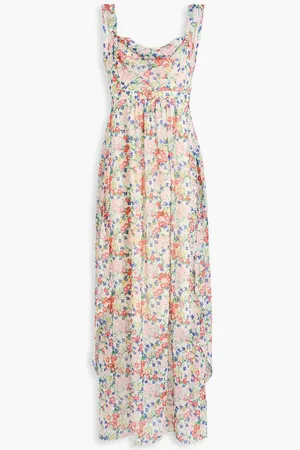 SALONI Monique draped floral-print silk-georgette maxi dress