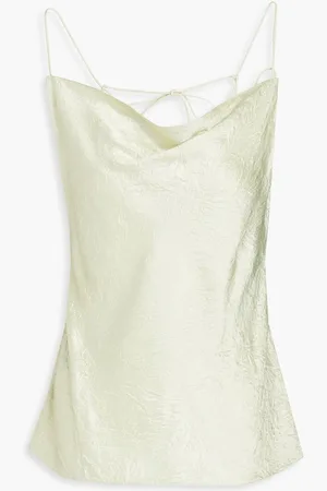 Roksanda Nixie draped crinkled-satin camisole - Green