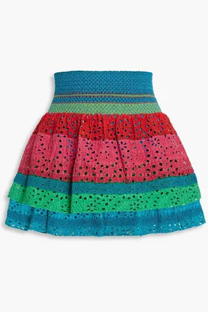 ALICE+OLIVIA Alice Olivia - Bethie tiered broderie anglaise cotton mini skirt