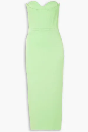 ALEX PERRY Ansley strapless satin-crepe midi dress - Green