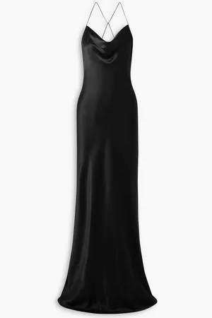 NILI LOTAN Marianne draped open-back silk-charmeuse gown - Blue