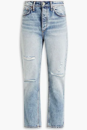 RAG&BONE Nina distressed high-rise straight-leg jeans - Blue