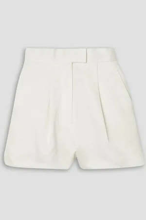 ALEX PERRY Penn pleated satin-crepe shorts - White