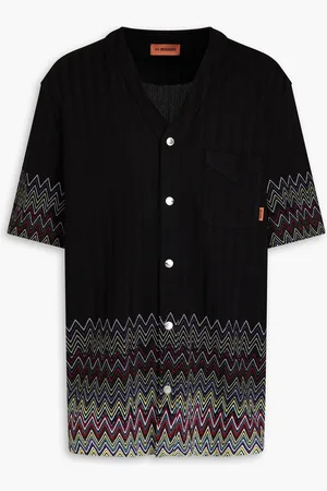 Missoni Appliquéd crochet-knit cotton shirt