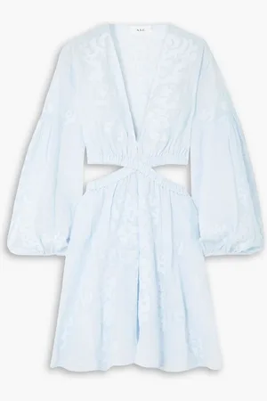 A.L.C. Irene cutout embroidered ramie mini dress - Blue