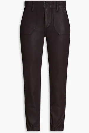 Paige Mayslie waxed mid-rise slim-leg jeans - Burgundy