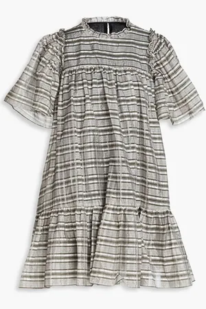 Stella Nova Pen Luna ruffled metallic checked organza mini dress