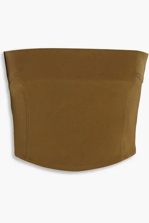 Paris Georgia Audrey strapless cropped crepe de chine top - Green