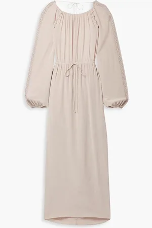 Joslin Lois crochet-trimmed silk-chiffon maxi dress - Gray