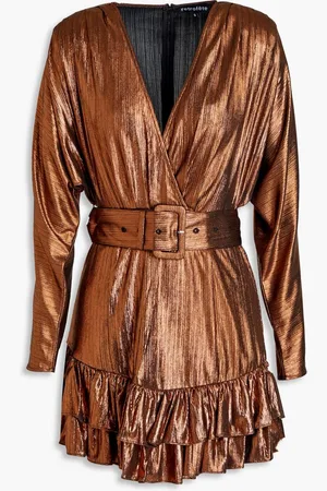 Retrofete Maureen wrap-effect metallic jersey mini dress - Metallic