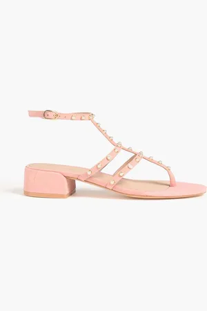Stuart Weitzman Dancer Pearl 35 embellished suede sandals - Pink