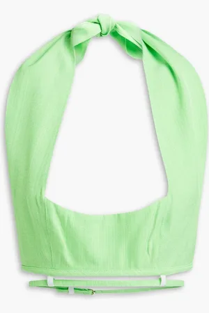 Jacquemus Limao cropped woven halterneck top - Green