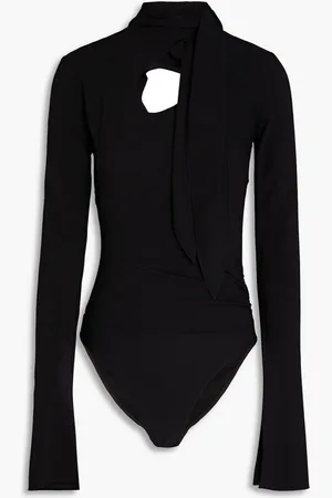 PETAR PETROV Cutout ruched silk crepe de chine bodysuit