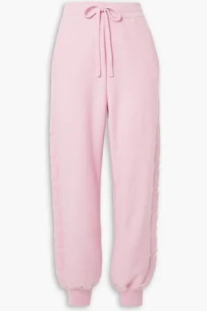 VERSACE Wool and cashmere-blend terry track pants - Pink