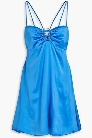 Nicholas Gathered silk-charmeuse mini dress - Blue