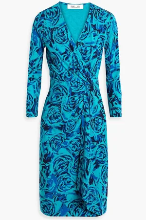 Diane von Furstenberg Ademia wrap-effect printed jersey dress - Blue