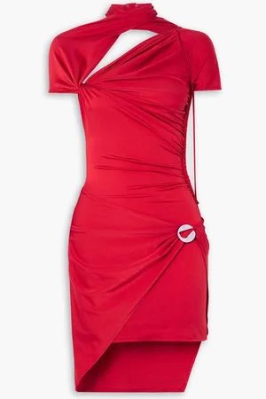 COPERNI Asymmetric embellished draped stretch-jersey mini dress