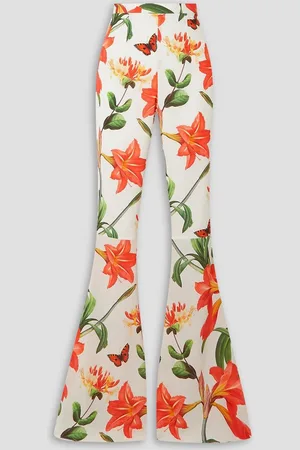 ANDREW GN Printed silk-chiffon flared pants