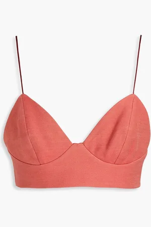 ADAM LIPPES Wool and silk-blend canvas bra top - Orange