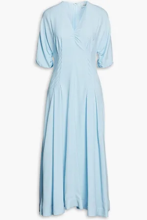 3.1 Phillip Lim Pleated satin-crepe midi dress - Blue