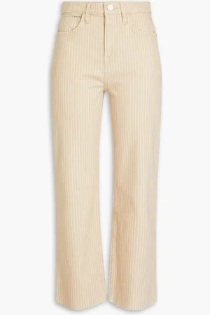 Frame Le Jane Crop striped high-rise straight-leg jeans - Neutral