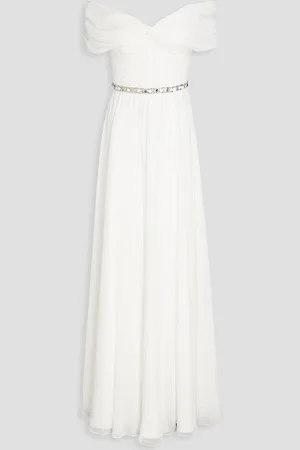 Jenny Packham Crystal-embellished chiffon bridal gown