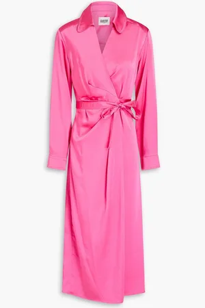 Claudie Pierlot Draped satin midi wrap dress - Pink