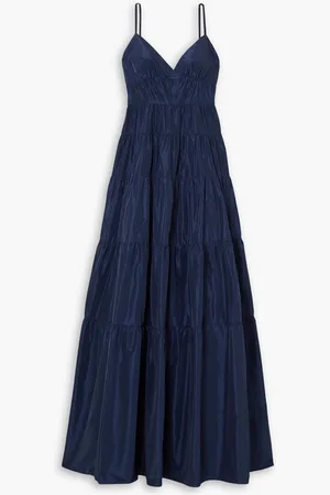 Staud Ripley tiered taffeta maxi dress - Blue