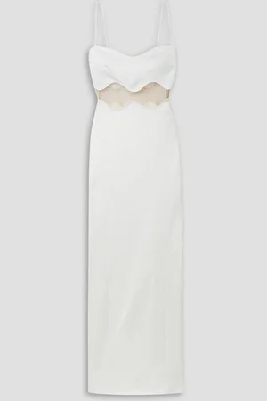 GALVAN Isola Bella mesh-paneled knitted maxi dress