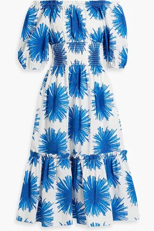 Cara Cara Mimi off-the-shoulder printed cotton-poplin midi dress