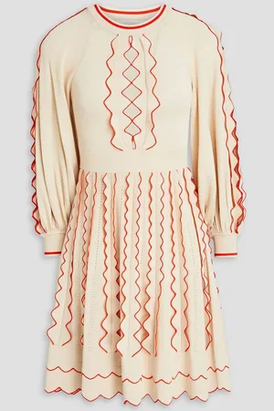 ZIMMERMANN Scalloped stretch-knit mini dress - White
