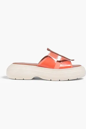REJINA PYO Reese cutout leather and TPU platform slides - Orange