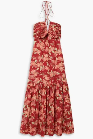 Peony Reminisce floral-print cotton and ECOVERO™-blend maxi dress - Red