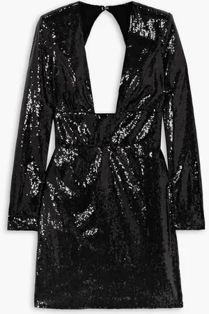 Dundas Open-back sequined chiffon mini dress