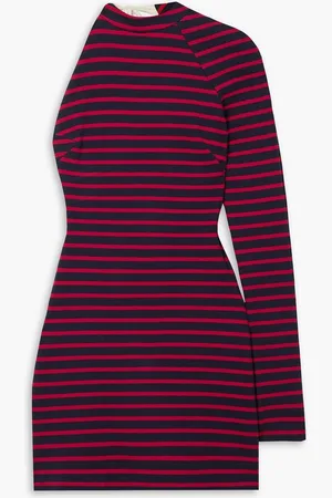 MONSE One-sleeve open-back striped cotton-jersey halter neck mini dress
